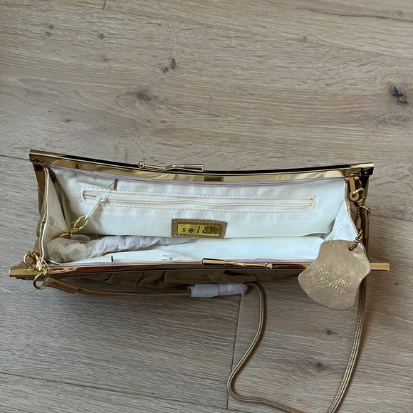 New Solas Vintage Lambskin Leather clutch gold chain evening purse bag *I18 - Picture 4 of 8